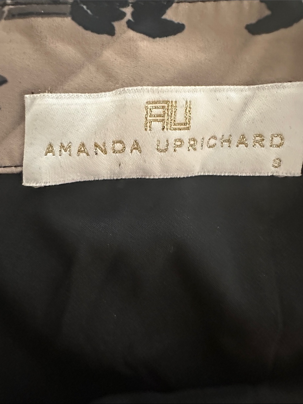 Amanda Uprichard Beige Dress with Black Print - Picture 2 of 3
